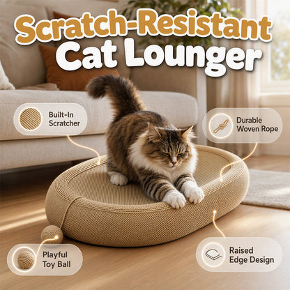 🎉 LIMITED TIME 50% OFF! 🐱 Wear-Resistant Sisal Cat Scratcher Bed – Durable Scratching Surface, Roomy Oval Shape & Included Cat Toy ✨