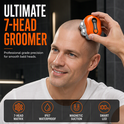🎉 LIMITED TIME 50% OFF! 🧔 Men's Electric Bald Head Shaver – 7-Head Floating Matrix, Magnetic Cleaning & Ergonomic Grip ✨