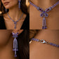 🎉 LIMITED TIME 50% OFF! 🦋 Elegant Butterfly Necklace and Earrings Set – Purple Rhinestone Design, Lightweight Copper & Versatile Style ✨