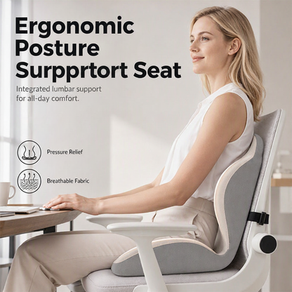 🎉 LIMITED TIME 50% OFF! 🪑 Ergonomic Memory Foam Seat Cushion with Back Support – Posture Correction, Pressure Relief & Breathable Design ✨