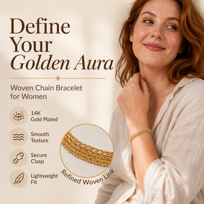 🎉 LIMITED TIME 50% OFF! ✨ 14K Gold-Plated Wide Woven Mesh Bracelet – Elegant Statement Piece, Lightweight & Hypoallergenic ✨