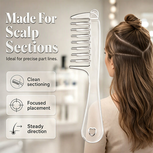 💆 50% OFF! ✨ Precision Liquid Applicator Comb for Scalp Care – Clear-Body Comb with 6 Rounded Rolling Tips, Even Flow Delivery & Gentle Rolling Contact – Precise Controlled Application for Daily Hair & Scalp Treatment Routine 💧