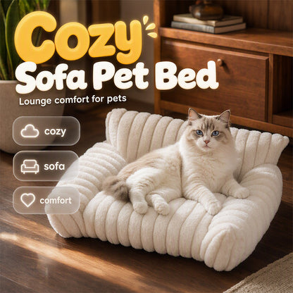 🎉 LIMITED TIME 50% OFF! 🛋️ Cozy Sofa Pet Bed – Ultra-Comfortable, Raised Bolster Edges & Super-Soft Ribbed Plush – Fits Cats & Dogs ✨