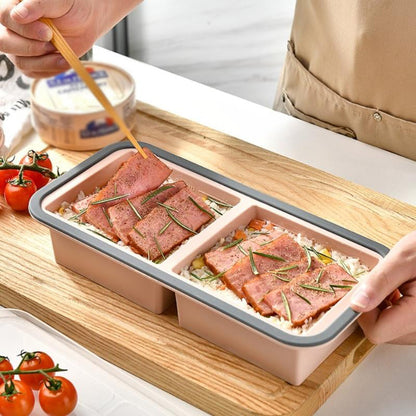 ⏳ LIMITED TIME 50% OFF! ⏰ Silicone Divided Meal Prep Container with Lid – Food-Grade Silicone, Smart Divided Design & Freezer-to-Oven Versatility 🥒🫑🥕✨