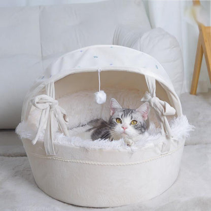 🛏️ LIMITED TIME 50% OFF! 🐱 Semi-Enclosed Cradle Cat Bed – Cozy Warm Nest, Soft Touch Comfort & Detachable Easy-Clean Design ✨