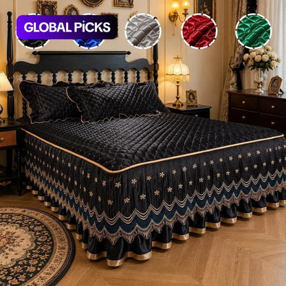 🛏️ 50% OFF! 🧵 Quilted Bed Skirt – Breathable, Full-Coverage & Easy-Fit – 45cm Drop, 4-Corner Elastic Straps & Machine Washable ✨