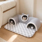 🐱🕳️ LIMITED TIME 50% OFF! 🔮 3-in-1 Plush Cat Tunnel & Bed – Three Fun Entrances, Interactive Pom-Pom Toys & Cozy Checkered Mat ✨