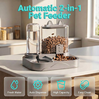 🐾 LIMITED TIME 50% OFF! 🥣 2-in-1 Pet Feeder & Water Dispenser – Automatic Gravity-Fed System, Large Capacity & Premium Safe Materials ✨