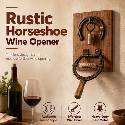 🍷 LIMITED-TIME 50% OFF! ⚙️ Vintage Wall-Mounted Horseshoe Wine Opener – Stylish, Decorative & Labor-Saving – Rustic Iron Design for Home Bar & Patio 🥂