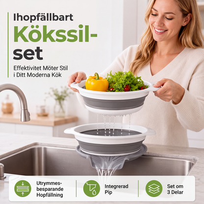 ⏳ LAST DAY SALE 50% OFF! 🥗 3-Piece Collapsible Colander Set with Draining Base – Space-Saving Foldable Kitchen Strainers with Dual Handles, Integrated Drainage Base & Nestable Storage – for Fruits Pasta & Vegetables 🍝
