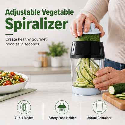 🥕 LIMITED-TIME 50% OFF! ✨ Handheld Vegetable Spiralizer Slicer – 4-in-1 Adjustable Blade System, Integrated Storage & Precision Steel – Healthy Meals Made Fun 🥗
