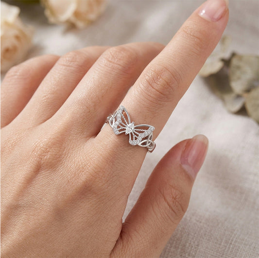 🦋 LIMITED-TIME 50% OFF! 💍 Refined Delicate Butterfly Accent Ring – Elegant Zirconia Details, Celtic Knot Band & Comfortable Everyday Wear – Graceful Finishing Touch ✨