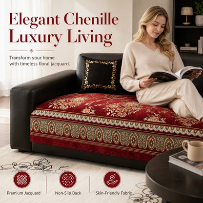 📢 50% OFF! ⏰ Vintage Floral Chenille Sofa Cover – Stay-Put Silicone Backing, Plush Cozy Feel & Timeless Floral Charm – Elegant Protection for Your Sofa ✨