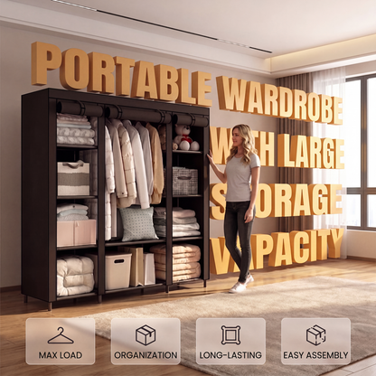 🏠 50% OFF! ✨ Easy-Assemble Non-Woven Fabric Wardrobe – Spacious Hanging Rod & Shelves, Sturdy Steel Frame & Dust-Proof Breathable Material – Instant Tidy Solution for Any Room 🧵