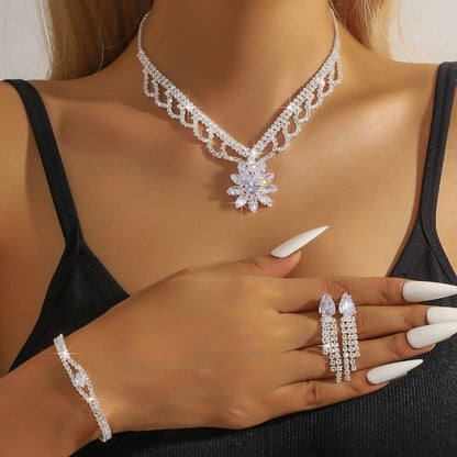 🌸 50% OFF NOW! ✨ Elegant Lotus Rhinestone Jewelry Set – Sparkling Diamond-Like Accents, Premium Copper Base & Adjustable Chain – Complete Polished Look for Any Occasion 💎