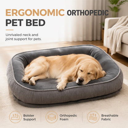 🐾 LIMITED-TIME 50% OFF! ☁️ All-Season Ergonomic Comfort Pet Bed – Supportive Foam Base, Breathable Dual-Texture & Cloud-Like Bolster – Cozy Rest All Year ✨