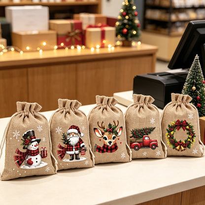 🎄 LIMITED-TIME 50% OFF! 🎁 Christmas Drawstring Gift Bags – Festive Santa & Reindeer Prints, Double Drawstring Closure & Durable Fabric – Holiday Cheer in Every Gift ✨