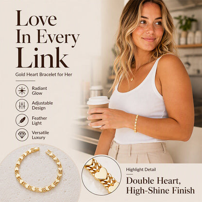 💛 LIMITED-TIME 50% OFF! ✨ Women’s Elegant Heart Link Bracelet – Delicate Charm, Timeless Design & Comfortable Fit – A Sweet Touch for Every Outfit 💝