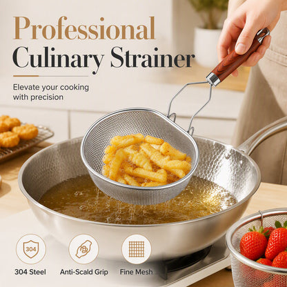 🔪🍳 50% OFF! 💧 Stainless Steel Sieve with Handle – Fine Mesh, Durable 304 Steel & Easy-Grip Ergonomic Handle – Strain Pasta, Fruits & Veggies Effortlessly ✨