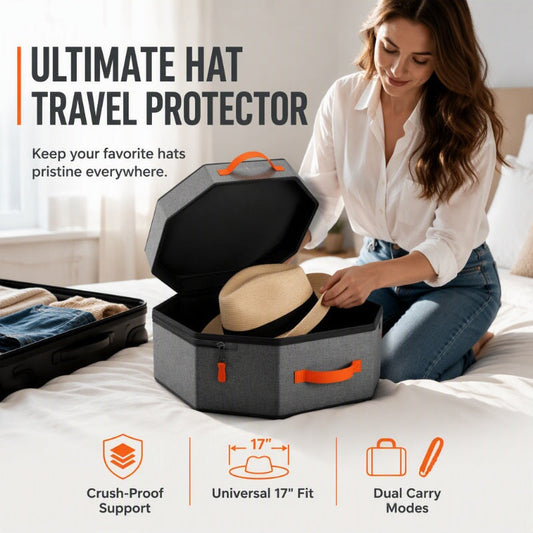 🎩 50% OFF! ✨ Portable Hat Storage Box with Shoulder Strap & Door Hook – Reinforced Protection, Dual Carry Modes & High-Density Polyester – Travel with Your Hats Anywhere 🧳