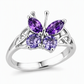 🦋 50% OFF! ✨ Korean Style Sweet & Cool Butterfly Ring for Women – Vibrant Purple Gemstones, Intricate Celtic Weave & Platinum Color – Elegant Daily Luxury 💜