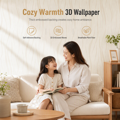🏠 Save 50%! ✨ Thickened Non-Woven Self-Adhesive Wallpaper – 3D Textured Stripe Pattern, Peel-and-Stick Easy Install & Breathable Eco Fiber – Cozy Upgrade for Any Room 🎨