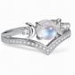 🌙 50% OFF! ✨ Vintage Gothic Crescent Moon Moonstone Ring – Platinum Plated V-Shaped Prong Setting, Pavé Sparkle & Ergonomic Comfort – Mystical Elegance for Every Day 💍