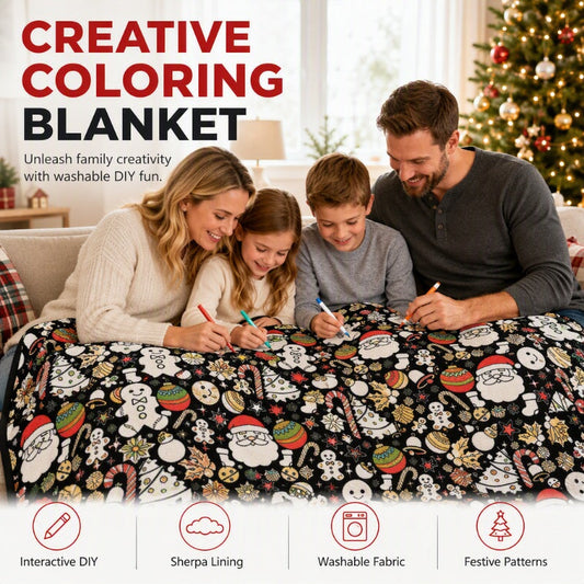 🎅 50% OFF! 🎄✨ Family DIY Coloring Blanket – Ultra-Soft High-Density Fleece, Festive Holiday Patterns & Stress-Relief Creative Fun – Cozy Masterpiece for All Ages 🎨