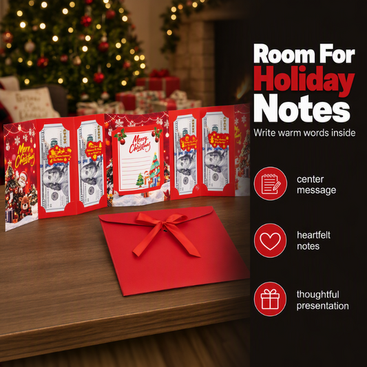 🎄 50% OFF! ✨ Festive Cash Gift Card Holder – Multi-Slot Organization, Holiday Notes Space & Ribbon Envelope – Turn Cash into a Thoughtful Christmas Gift 💌
