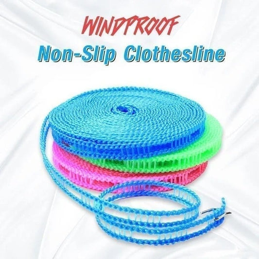 🌬️ Buy 1 Get 1 FREE! ✨ Windproof Non-Slip Clothesline – Portable PE Rope, Adjustable Length & Stainless Steel S-Hooks – Secure Drying for Camping & Home 🧺