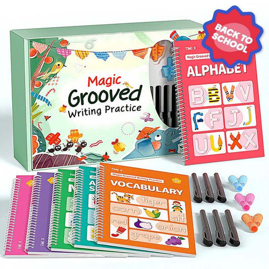 ✏️ 50% OFF! ✨ Magic Grooved Copybook Writing Practice Set – Tactile Grooved Guidance, Ergonomic Grip Trainer & Non-Toxic Durable Materials – Build Perfect Handwriting Skills Effortlessly 📚