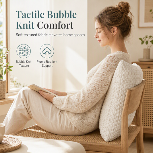 🛋️ 50% OFF! ✨ Solid Color Bubble Textured Throw Pillow – Tactile Bubble Knit Fabric, Resilient Lumbar Support & Machine Washable – Cozy Comfort for Sofa & Bed 🛏️
