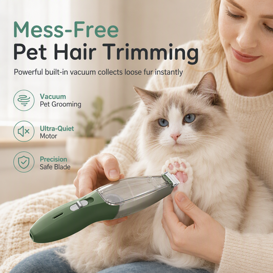 🐾 50% OFF! ✨ Low Noise Pet Grooming Kit – Dual Motor Vacuum Clippers, Safe Rounded Blades & Powerful Vortex Suction – Mess-Free Hair Capture for Cats & Dogs ✂️