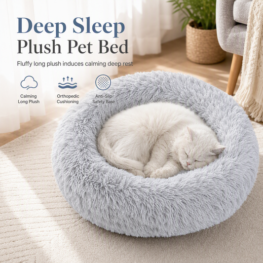 🐶 50% OFF! ✨ Round Cozy Plush Pet Nest – Luxurious Shag Faux Fur, High-Rebound Orthopedic Cotton Filling & Non-Slip Bottom – Deep Sleep Comfort for Dogs & Cats 🛏️