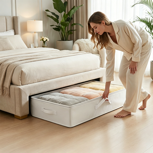 📦 50% OFF! ✨ Foldable Underbed Storage Bag – Transparent PVC Top, Sealed Dual-Zipper Closure & Reinforced Side Handles – Maximize Hidden Bedroom Space 🛏️