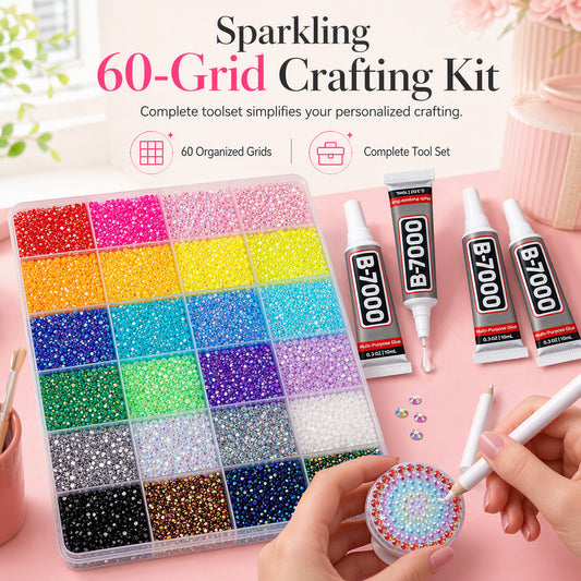 💎 50% OFF! ✨ AB Color Jelly Flatback Resin Rhinestones Kit – 60-Grid Storage Organizer, Wax Pen & Glue Included – Sparkle Up Nail Art, Clothes & Phone Cases ✨