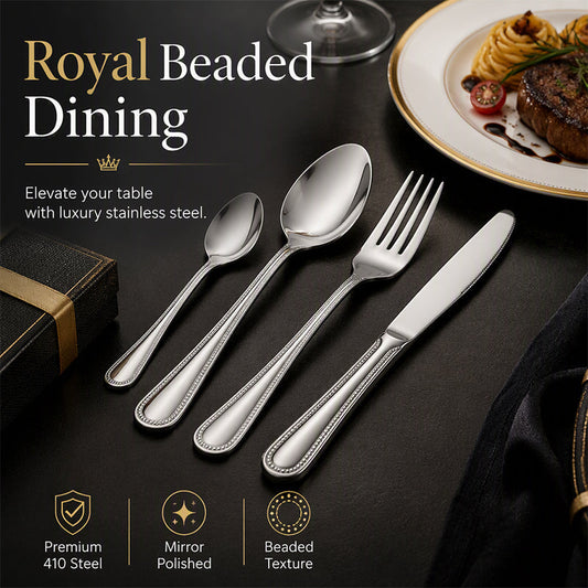 🍴 50% OFF! ✨ 4-Piece Stainless Steel Flatware Set – Precision Serrated Knives, Mirror Glass Luster & Thickened 410 Steel Core – Versatile Dining Luxury for Every Table ✨