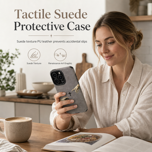 📱 50% OFF! ✨ Suede Shock Absorption Protective Phone Case – Artistic Creation of Adam Design, Secure Comfort Grip & Precision Camera Protection – Timeless Beauty Meets Durability 🎨
