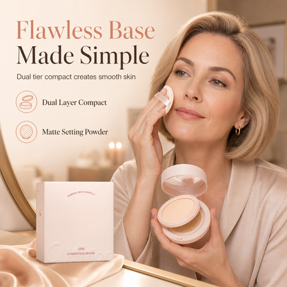 💄 50% OFF! ✨ 2-in-1 Luminous Air Cushion BB Cream & Pressed Powder – Dual-Tier Design, Oil-Absorbing Micro Powder & Seamless Second-Skin Finish – Flawless Base in One Compact 🎀
