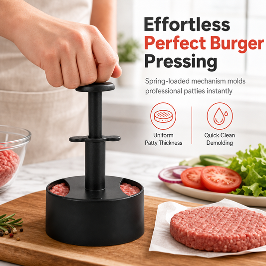 🍔 50% OFF! ✨ Round Hamburger Press & Patty Maker – Automatic Spring Rebound, Quick Demolding System & Food-Grade Durable Build – Perfect Patties Every Time 🥩