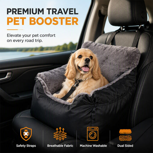 🐾 50% OFF! ✨ Half-Enclosed Car Pet Booster Seat – 600D Oxford Fabric, Spine Support Design & Integrated Side Pockets – Safe & Comfortable Travel for Your Furry Friend 🚗