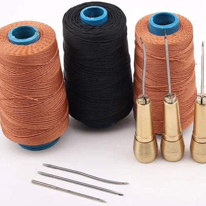 🧵 50% OFF! ✨ 5PCS Leather Sewing Awl Kit – High-Strength Steel & Copper Handle, 4 Interchangeable Needles & Waxed Thread – Professional Stitching for Leather, Canvas & DIY 🪡