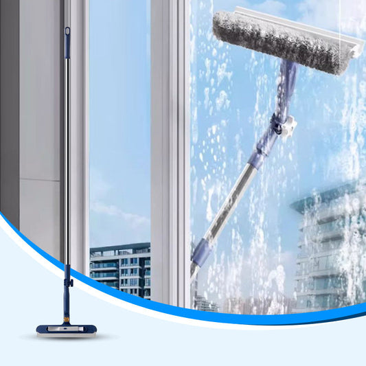 ✨ 50% OFF! ✨ Window Cleaning Squeegee for High-Rise Windows – Dual-Sided Sponge & Scraper, Adjustable Pressure & Fiber Sponge Deep Clean – Streak-Free Glass Without Stepping Outside 🧽