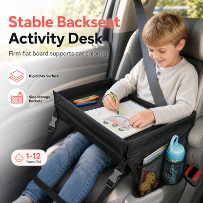 ✨ Kids Car Seat Travel Tray – Drawing Board & Storage Organizer 🎨