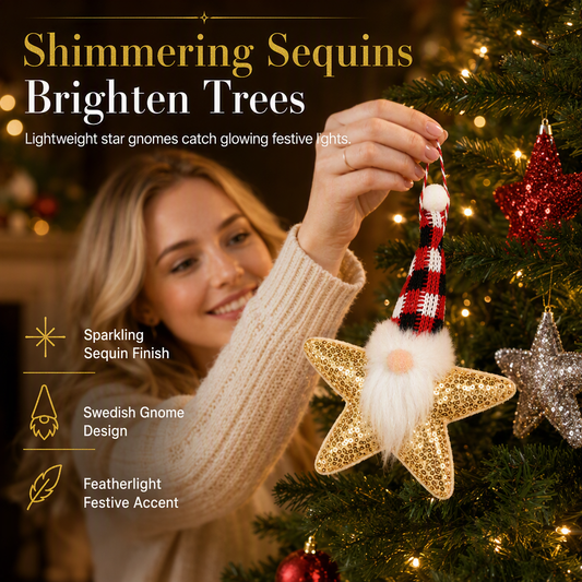🎄 50% OFF! ✨ Sequin Santa & Star Ornaments – Shimmering Sequined Finish, Radiant Light-Reflecting Embroidery & Lightweight 17g Design – Festive Tree & Home Décor 🎅
