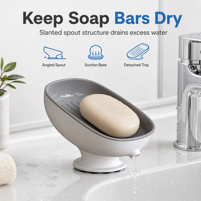 🧼 50% OFF! ✨ Wall-Mounted Suction Cup Soap Holder – Self-Draining Design, Angled Spout & Detachable Double-Layer – Keeps Soap Dry, Saves Money & Space 🚿