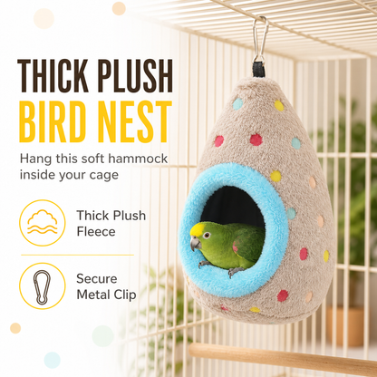 🐦 50% OFF! ✨ Hanging Cotton Bird Nest Hammock – Double-Layer Fleece Warmth, Enclosed Oval Nesting Cave & Durable Metal Hook – Cozy Winter Hideout for Small Birds 🥚