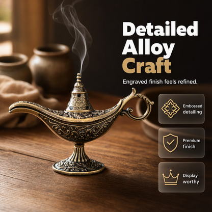 🪔 BUY 1 GET 1 FREE! ✨ Retro Aladdin Magic Lamp Incense Burner – Premium Alloy Construction, Exquisite Vintage Design & Compact Portable Size – Mystical Calm for Any Space 🪄