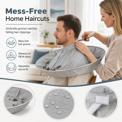 ✂️ 50% OFF! ✨ Breathable Hair Cutting Cape & Salon Gown – Deep Groove Captures Hair, Waterproof Opaque Fabric & Compact Folding Design – Mess-Free Home Haircuts for the Whole Family 💇