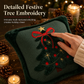 🌸 BUY 1 GET 1 FREE! ✨ Embroidered Christmas Tree Throw Pillow Cover 45×45cm – Multi-Layer Festive Embroidery, Velvet Plush Border & Hidden Zipper – Cozy Holiday Charm for Sofa & Bed 🎄